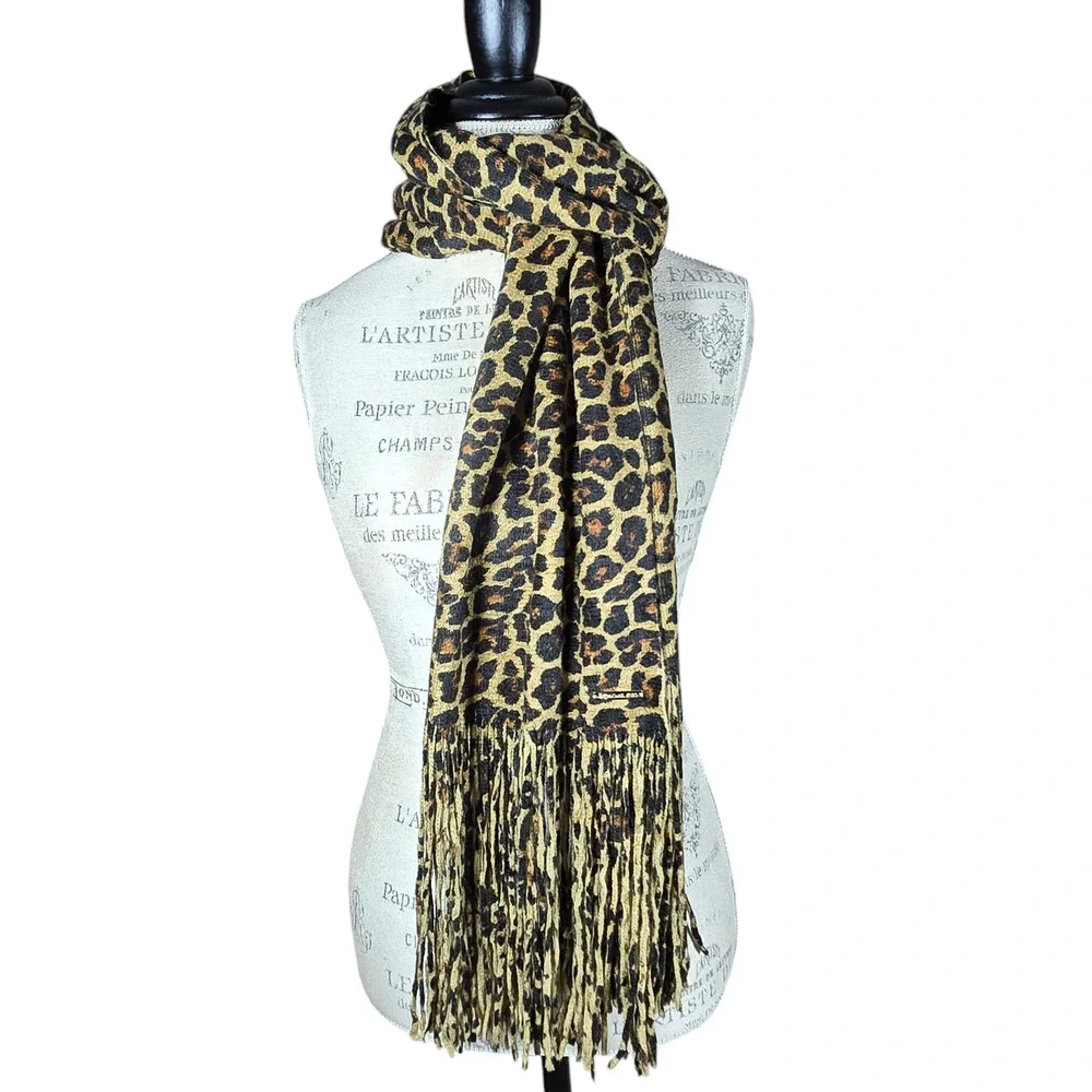 Michael Kors‎ Scarf Leopard Print Fringe 11